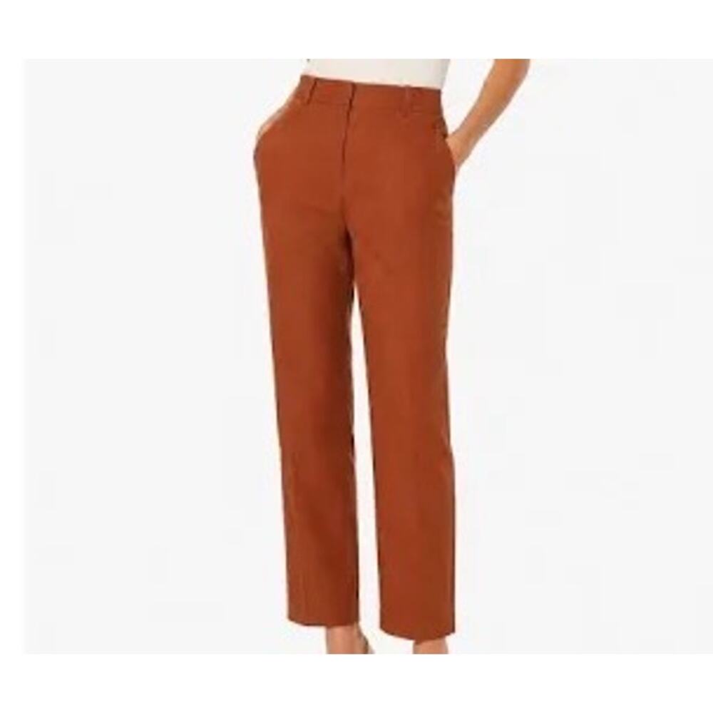 Vince Terracotta Linen Blend Tapered Ankle TrousersCareer 10 - Picture 3 of 9